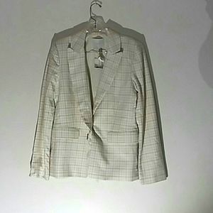 Joie Villette Check Blazer 6 cotton Neutral nwt